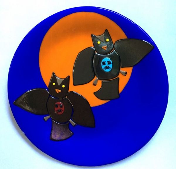 Great Horned Owls in Fused Glass at Windy Sea Designs